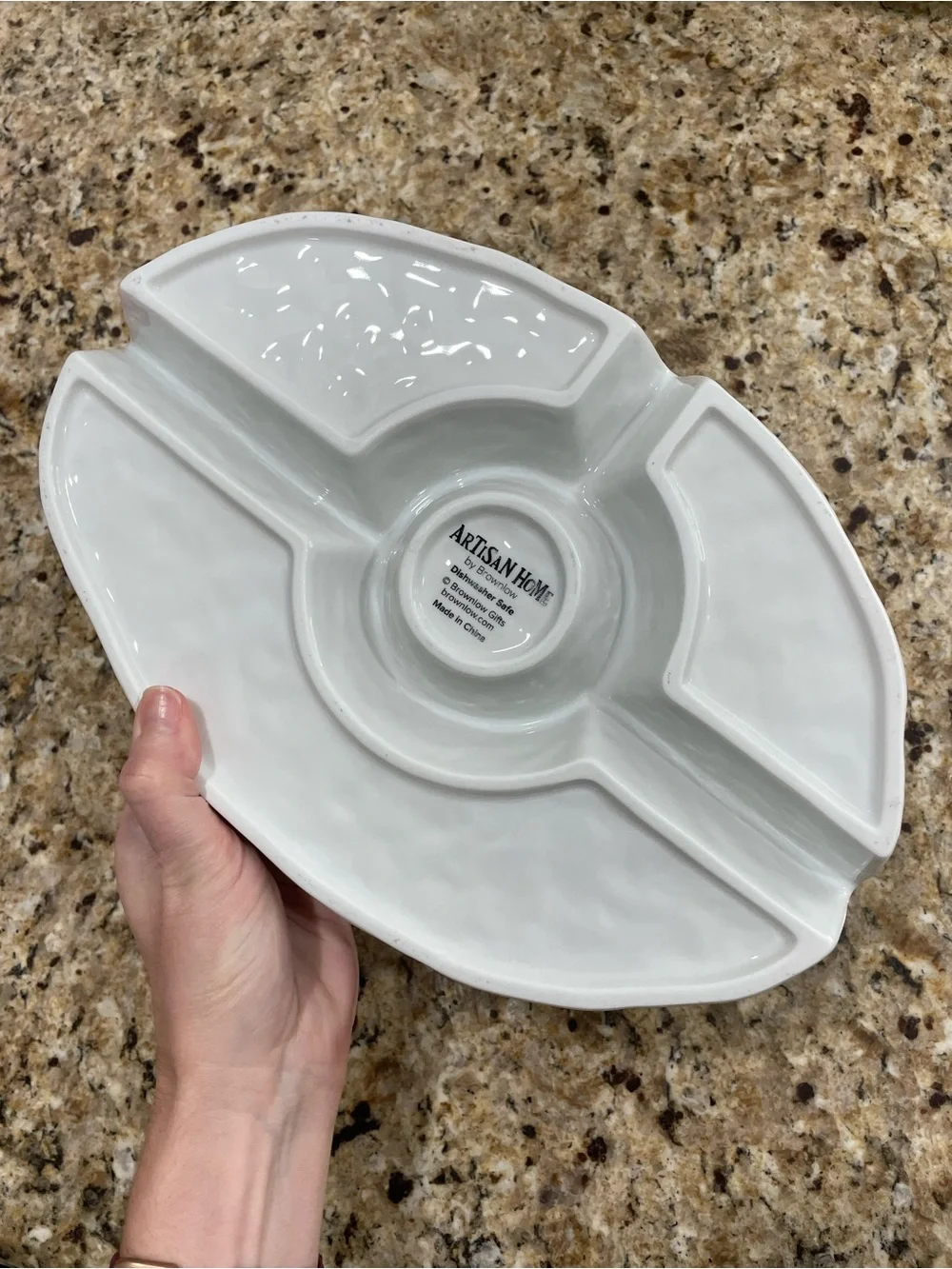 White Ceramic Sectioned Serving Platter with 'This, That & The Other' Lettering